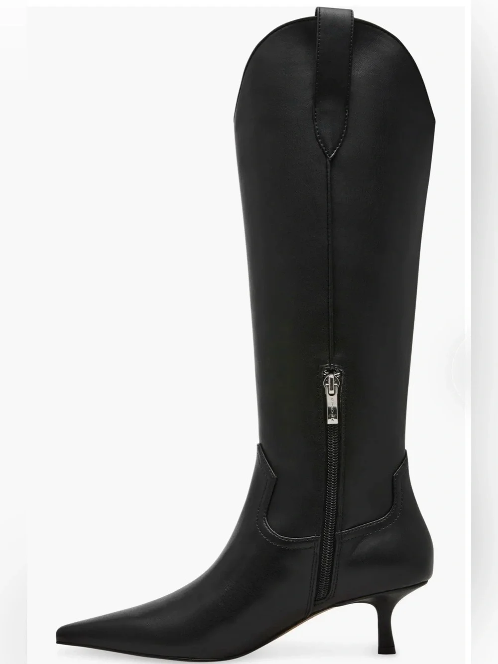 Steven New York New Britt Knee High Western Boots Black Pointed Toe 7.5
